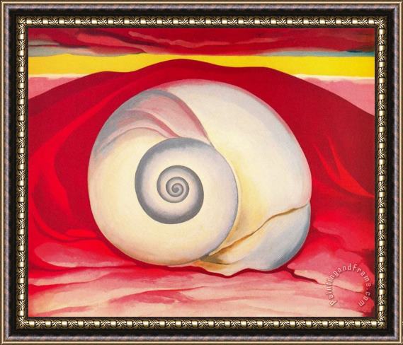 Georgia O'keeffe Red Hill And White Shell Framed Print