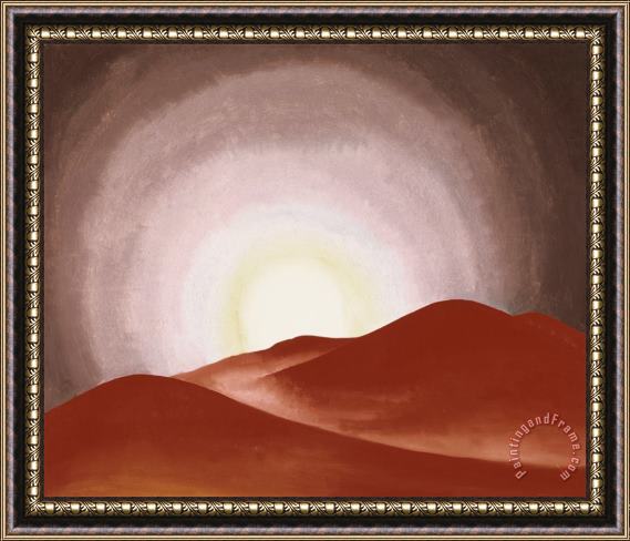 Georgia O'Keeffe The Red Hills & The Sun, Lake George Framed Painting