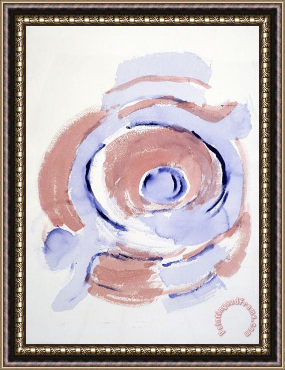 Georgia O'keeffe Untitled (abstraction Orange And Blue Spiral), 1970s Framed Painting