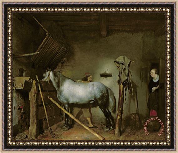 Gerard Terborch Horse in a Stable Framed Painting