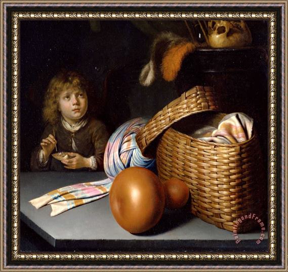 Gerrit Dou Still Life with a Boy Blowing Soap Bubbles Framed Print
