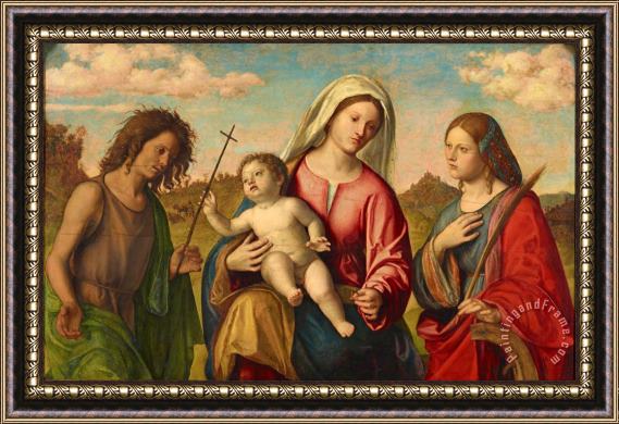 Giovanni Battista Cima da Conegliano Virgin And Child with St. Catherine And St. John The Baptist, Ca. 1515 Framed Painting