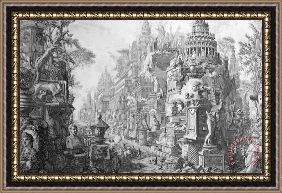 Giovanni Battista Piranesi Allegorical Frontispiece Of Rome And Its History From Le Antichita Romane Framed Painting