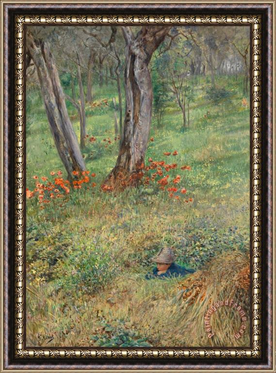 Giovanni Costa A Woodland Hideout Framed Painting