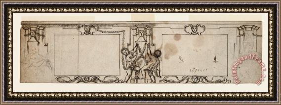 Giovanni Francesco Romanelli Project for Carved Panelling Framed Painting