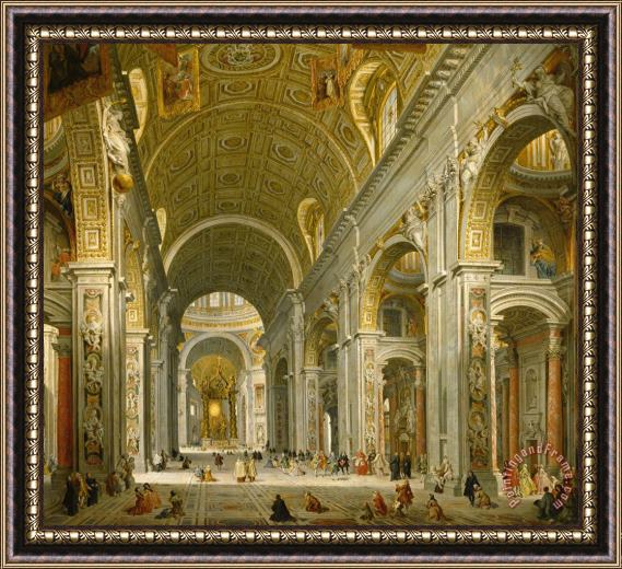 Giovanni Paolo Panini Interior of St. Peter's - Rome Framed Print