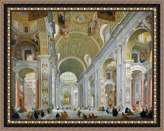 Giovanni Paolo Panini Interior Of St Peters In Rome Framed Print