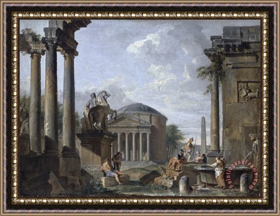 Giovanni Paolo Panini Landscape with Roman Ruins Framed Print