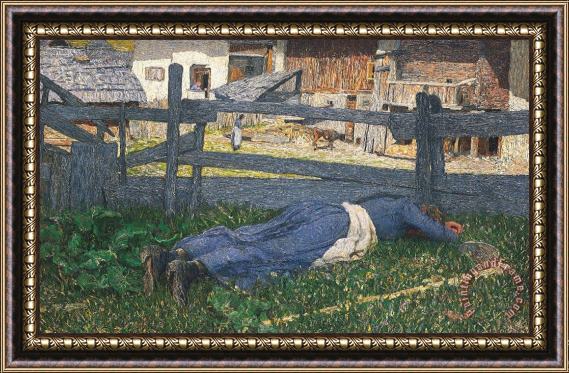 Giovanni Segantini Resting In The Shade Framed Painting