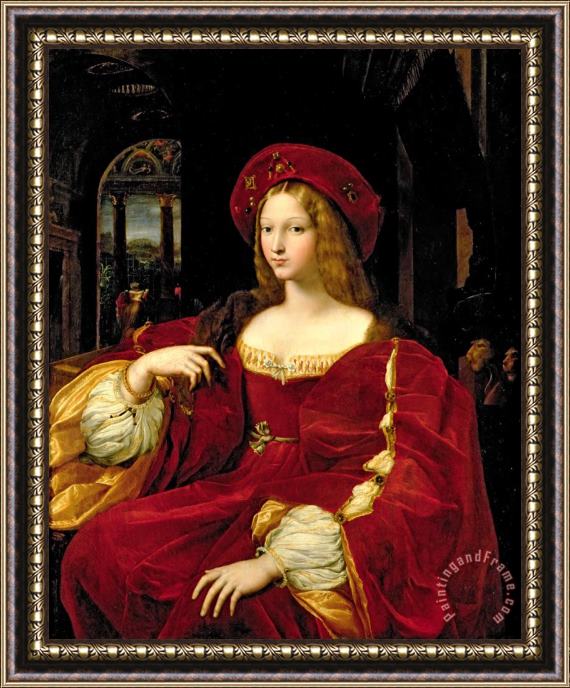 Giulio Romano Portrait of Jeanne of Aragon (c.1500 77) Wife of Ascannio Colonna, Viceroy of Naples Framed Print