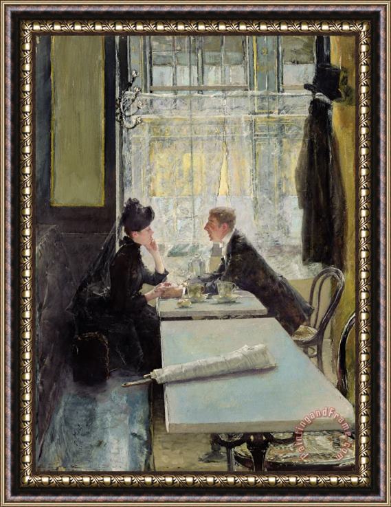 Gotthardt Johann Kuehl Lovers in a Cafe Framed Print