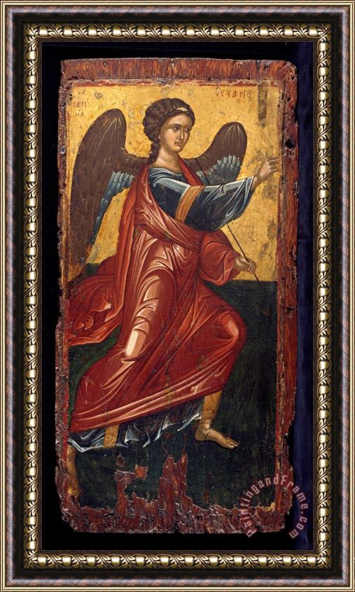 Greek, Late Byzantine The Archangel Gabriel, From an Annunciation Scene on The King's Door of an Iconostasis Framed Painting
