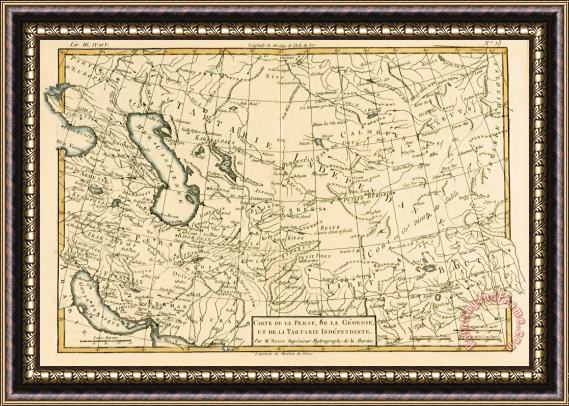 Guillaume Raynal Map of Persia Framed Painting