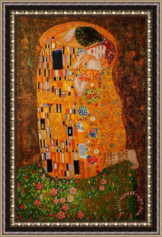 Gustav Klimt The Kiss Framed Painting