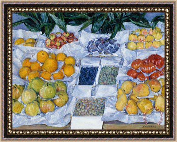 Gustave Caillebotte Fruit Displayed on a Stand Framed Painting