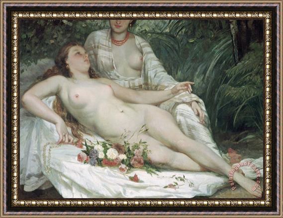 Gustave Courbet Bathers or Two Nude Women Framed Painting