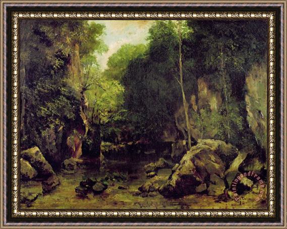 Gustave Courbet Le Puits Noir, Doubs Framed Painting
