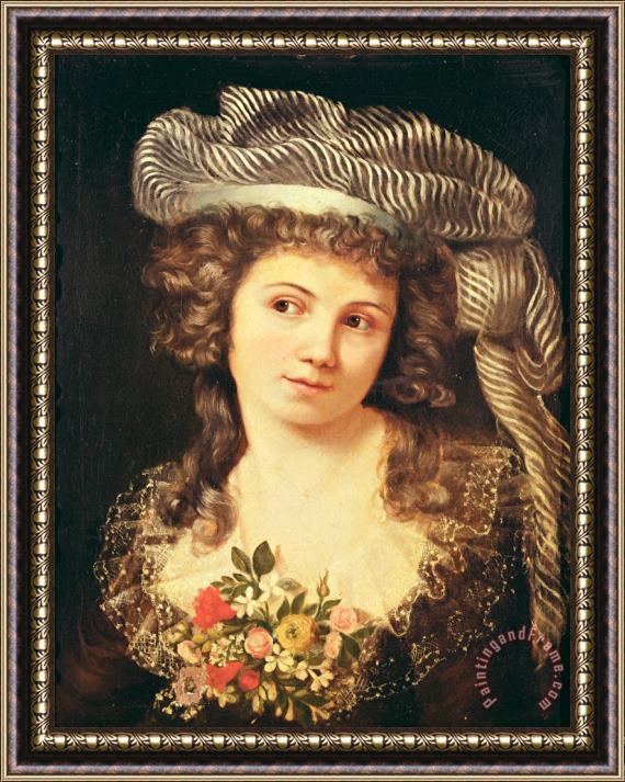 Gustave Courbet Portrait of a Young Woman in The Style of Labille Guiard (oil on Canvas) Framed Print