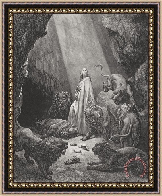 Gustave Dore Daniel In The Den Of Lions Framed Print