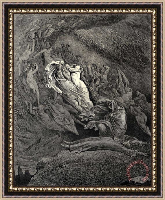 Gustave Dore The Inferno, Canto 5, Lines 137138 I Through Compassion Fainting, Seem’d Not Far From Death, And Like a Corpse Fell to The Ground. Framed Painting