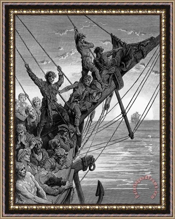 Gustave Dore The Sailors See In The Distance A Ghostly Ship Framed Painting