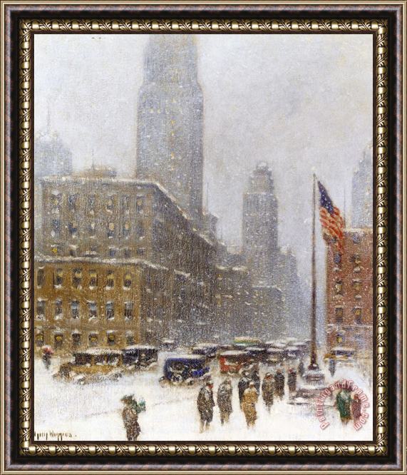 Guy Carleton Wiggins Empire State Building, Winter Framed Painting
