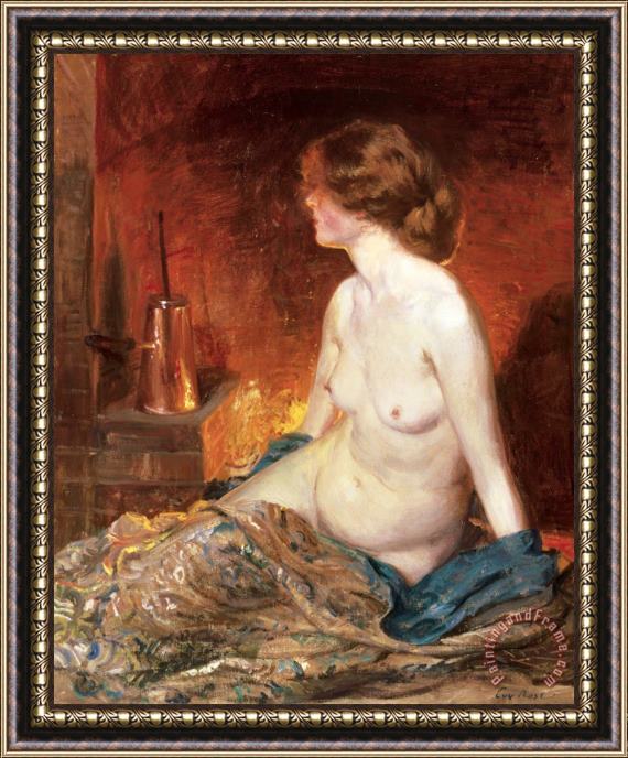 Guy Rose Nude Figure by Firelight Framed Print