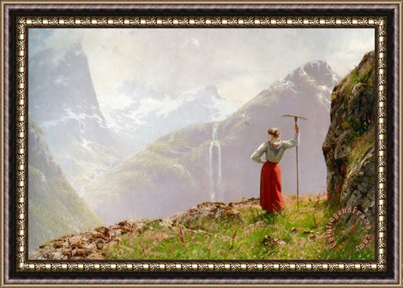 Hans Dahl Admiring The View Framed Painting