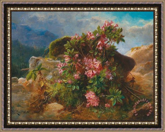 Hans Zatzka Alpine Flowers Framed Painting