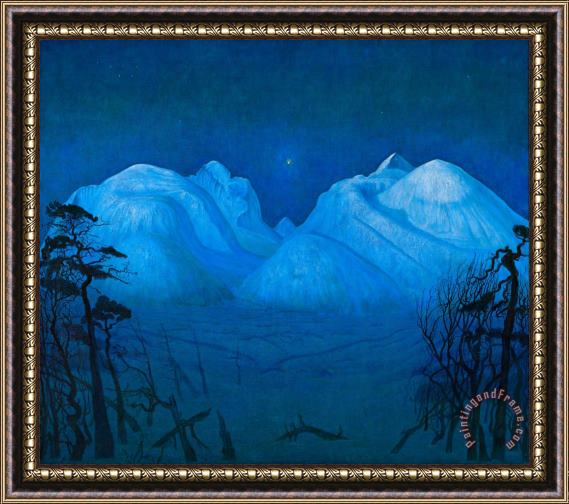 Harald Sohlberg Winter Night in The Mountains Framed Painting
