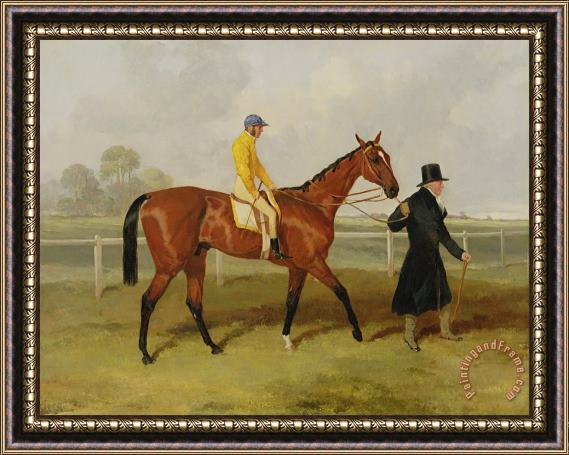 Harry Hall Sir Tatton Sykes Leading In The Horse Sir Tatton Sykes With William Scott Up Framed Print