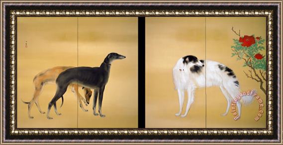 Hashimoto Kansetsu Dogs From Europe Framed Painting