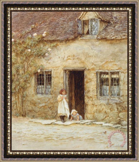 Helen Allingham At the Cottage Door Framed Print