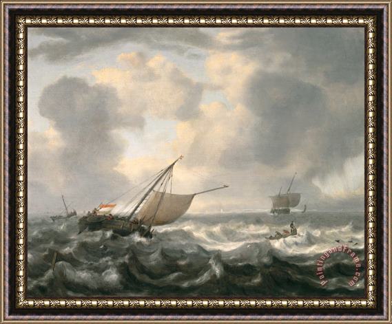 Hendrik van Anthonissen Ships on a Choppy Sea Framed Painting