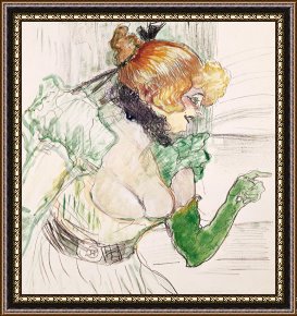 Pinocchio Wishes Upon a Star Framed Paintings - Artist With Green Gloves - Singer Dolly From Star At Le Havre by Henri de Toulouse-Lautrec