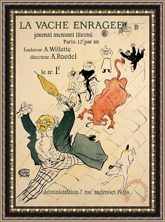 Henri de Toulouse-Lautrec La Vache Enragee (the Mad Cow) Framed Print