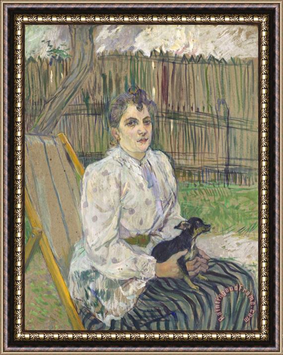 Henri de Toulouse-Lautrec Lady with a Dog Framed Painting