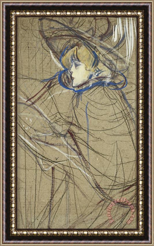 Henri de Toulouse-Lautrec Profile of Woman: Jane Avril Framed Painting