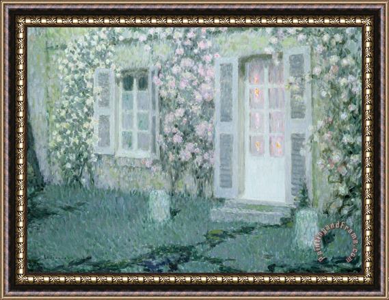 Henri Eugene Augustin Le Sidaner The House With Roses Framed Painting
