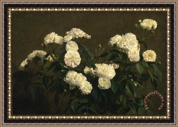Henri Fantin Latour Still Life of White Roses Framed Painting