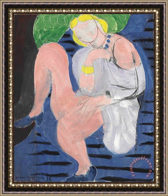 Henri Matisse Nu Assis, Fond Bleu Framed Print