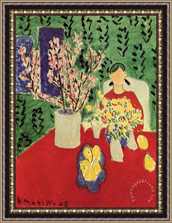 Henri Matisse Plum Blossoms Green Background 1948 Framed Painting