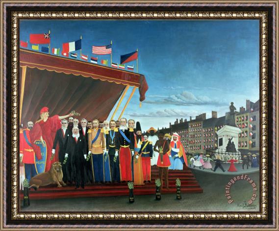 Henri Rousseau Representatives of the Forces greeting the Republic as a Sign of Peace Framed Painting
