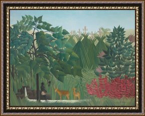The Waterfall Framed Paintings - The Waterfall by Henri Rousseau