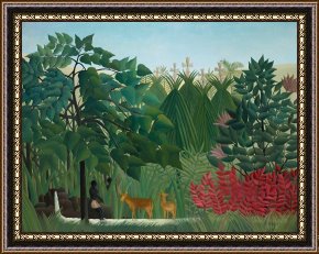 The Waterfall Framed Paintings - The Waterfall by Henri Rousseau