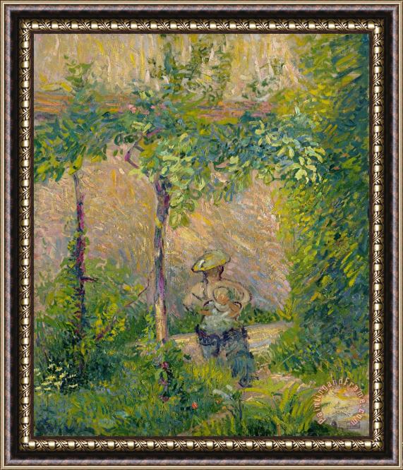 Hippolyte Petitjean Woman in the Garden Framed Painting