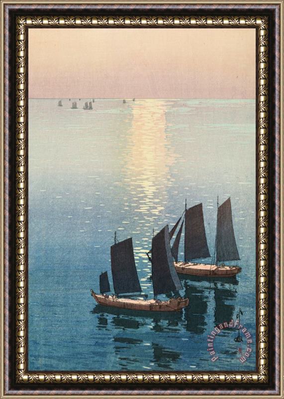 Hiroshi Yoshida Glittering Sea (hikaru Umi), From The Inland Sea Series (seto Naikai Shu) Framed Painting