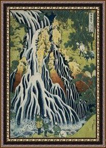 The Waterfall Framed Paintings - The Kirifuri Waterfall by Hokusai