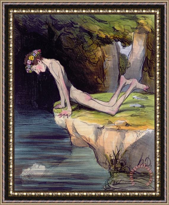 Honore Daumier The Beautiful Narcissus Framed Painting