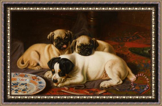 Horatio Henry Couldery Two Pugs And a Terrier Framed Print